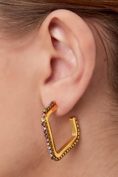 Pendientes Zircon Cuadrado Color dorado Acero inoxidable h5 Imagen4
